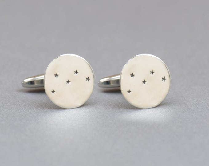 Mountain cufflinks, Cassiopeia constellation . Men accessories,Cuff links-Everest-Stainless steel leg.Stamped mountain trees moon shot star