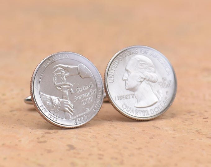Cufflinks New York Saratoga British Surrender coin men United States