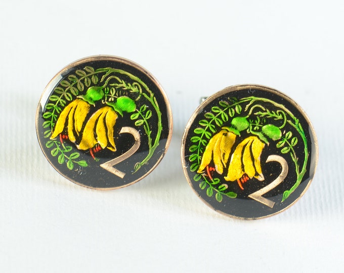 Cufflinks Enameled New Zealand coin Coin Collector Gifts,Dad Coin Gift,Upcycled,mens gift accessories jewelry
