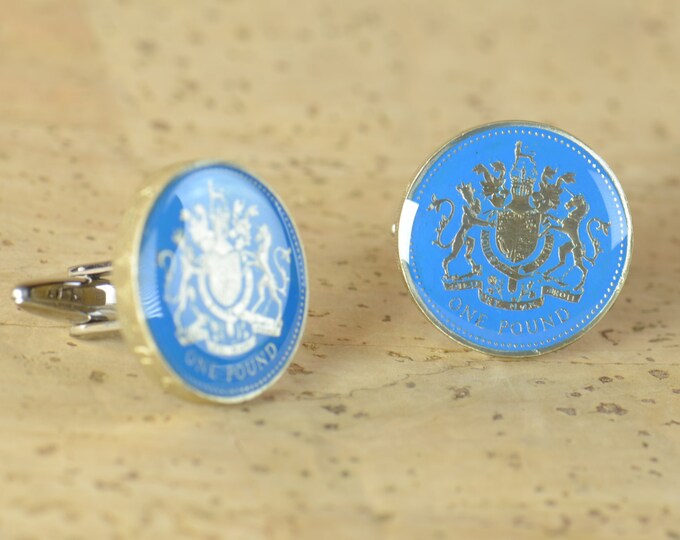 Enamel coin pound  Cufflinks.United Kingdom.Great Britain Coin Collector Gifts,Dad Coin Gift,Upcycled,mens gift accessories jewelry