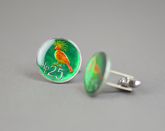 Cufflinks Indonesia Coin Coin Collector Gifts,Dad Coin Gift,Upcycled,mens gift accessories jewelry
