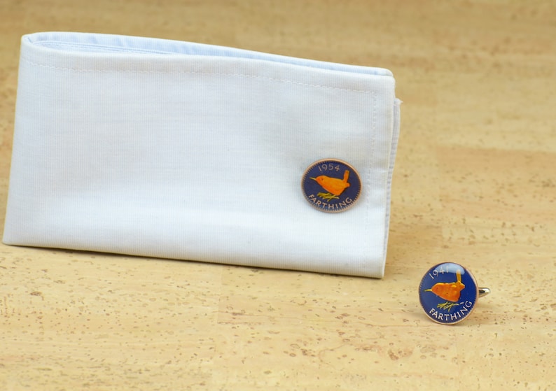Farthing Bird Coin Cufflinks.United Kingdom.Great Britain Coin Collector Gifts,Dad Coin Gift,Upcycled,mens gift accessories jewelry