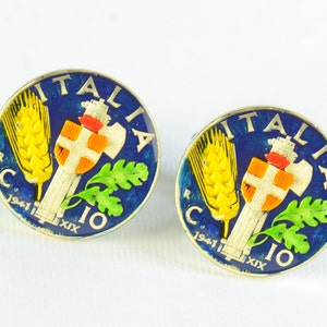 Italian Cufflinks - Antique coins Italy Coin Collector Gifts,Dad Coin Gift,Upcycled,mens gift accessories jewelry