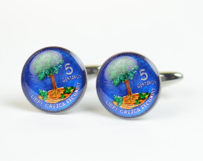 Cufflinks Guatemala tree coin Coin Collector Gifts,Dad Coin Gift,Upcycled,mens gift accessories jewelry