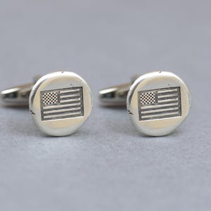 Sterling Silver United States Flag cufflinks,US Flag cufflinks,American Flag Men  accessories Vintage.Rustic.USA flag cufflinks.Gift for him
