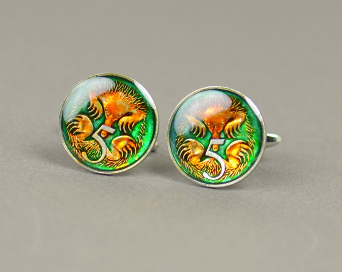Cufflinks Australia enamel  5 cent Coin Coin Collector Gifts,Dad Coin Gift,Upcycled,mens gift accessories jewelry