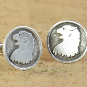 Medieval Hissing Cat Cufflinks.Stainless steel leg.Mens Gift