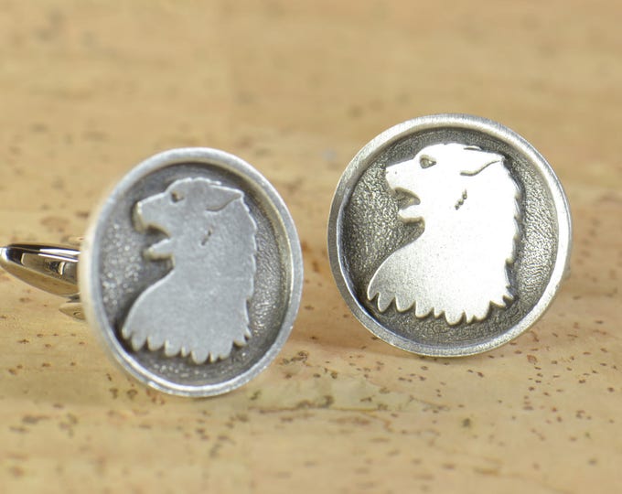 Medieval Hissing Cat Cufflinks.Stainless steel leg.Mens Gift