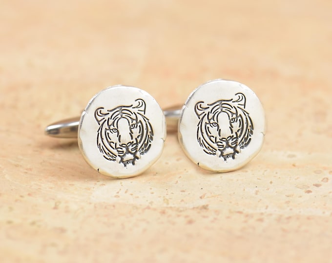 Tiger sterling silver cufflinks.Men accessories,Cuff links-Tiger accesories. Tiger lovers