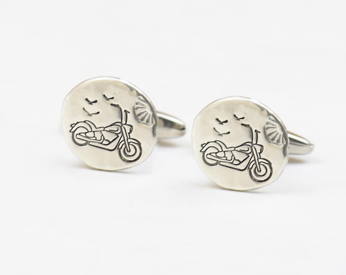 Sterling silver Motorbike cufflinks.Artisan handmade cufflinks .Ancient jewelry.Birds Cufflinks,bird lovers, freedom, road cufflinks,life