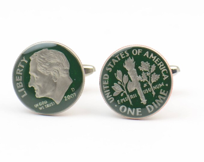 Coin Cufflinks - one dime coin United States Coin Collector Gifts,Dad Coin Gift,Upcycled,mens gift accessories jewelry
