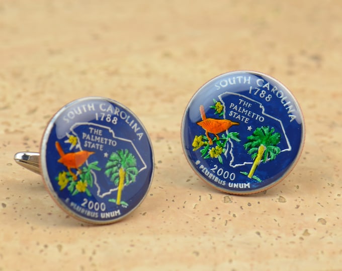 Cufflinks South Carolina coin men United States Coin Collector Gifts,Dad Coin Gift,Upcycled,mens gift accessories jewelry