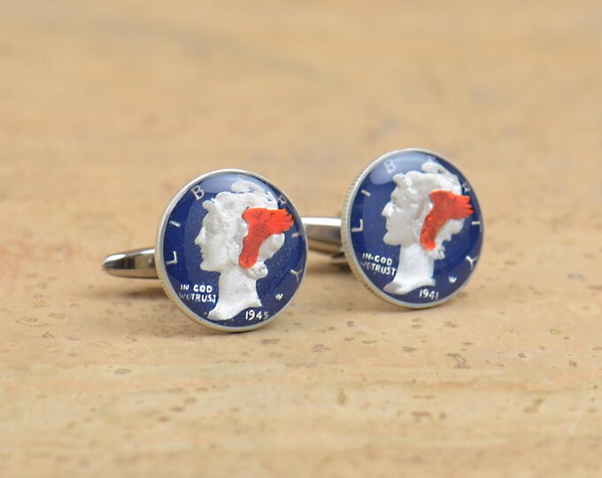 Cufflinks mercury silver dime coin United States Coin Collector Gifts,Dad Coin Gift,Upcycled,mens gift accessories jewelry