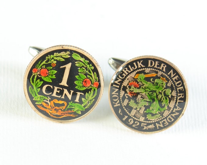 Holland Netherlands Cufflinks -Antique Coin Coin Collector Gifts,Dad Coin Gift,Upcycled,mens gift accessories jewelry