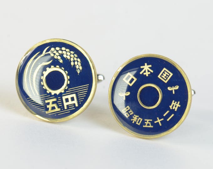 Cufflinks Coins Japan Coin Collector Gifts,Dad Coin Gift,Upcycled,mens gift accessories jewelry