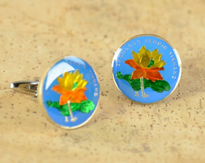 Cufflinks China coin Coin Collector Gifts,Dad Coin Gift,Upcycled,mens gift accessories jewelry