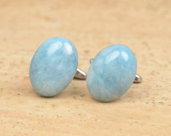 Aquamarine  Gemstone Cufflinks