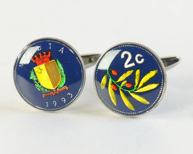 Malta Cufflinks - Antique coins Malta Coin Collector Gifts,Dad Coin Gift,Upcycled,mens gift accessories jewelry
