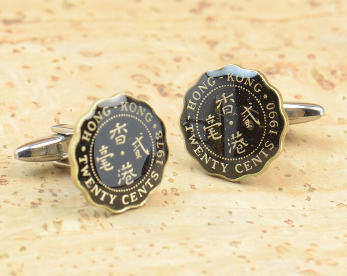 Hong Kong Cufflinks antique coin Coin Collector Gifts,Dad Coin Gift,Upcycled,mens gift accessories jewelry