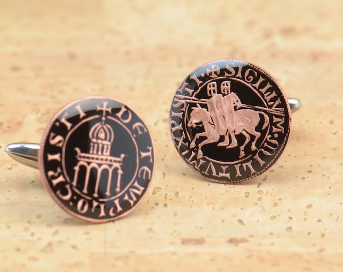 Templar Denarius token Replica enamel coin Cufflinks