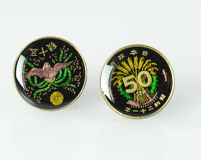 Antique coin - Cufflinks  Japan - Big Size Cufflinks Coin Collector Gifts,Dad Coin Gift,Upcycled,mens gift accessories jewelry