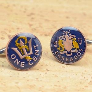 Cufflinks  Coin from Barbados Coin Collector Gifts,Dad Coin Gift,Upcycled,mens gift accessories jewelry