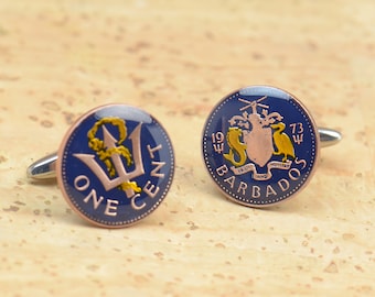 Cufflinks  Coin from Barbados Coin Collector Gifts,Dad Coin Gift,Upcycled,mens gift accessories jewelry