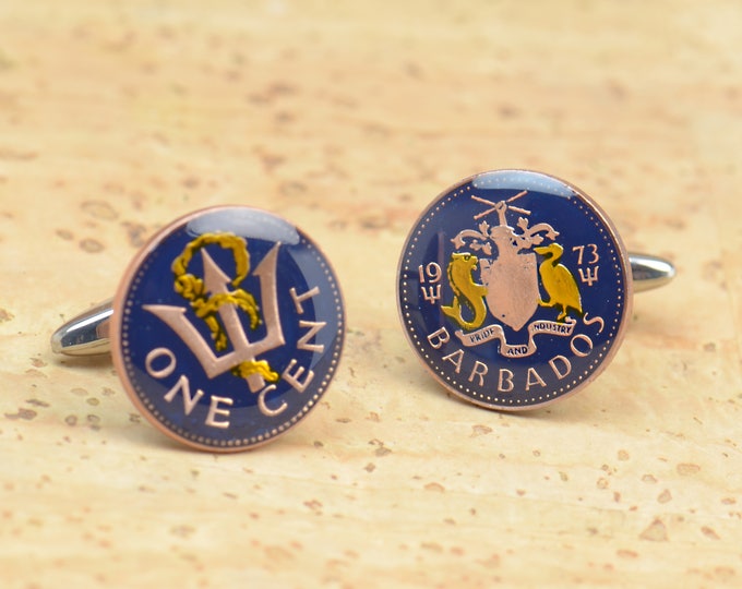Cufflinks  Coin from Barbados Coin Collector Gifts,Dad Coin Gift,Upcycled,mens gift accessories jewelry