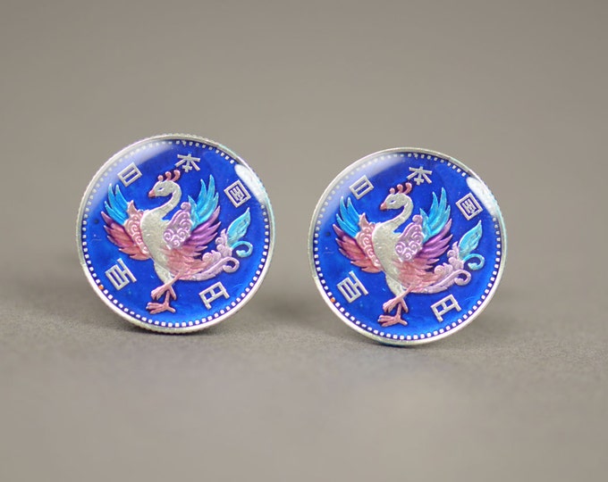 Sterling silver antique coin - Cufflinks  Japan Coin Collector Gifts,Dad Coin Gift,Upcycled,mens gift accessories jewelry