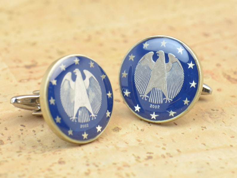 Cufflinks Germany Euro Coin Collector Gifts,Dad Coin Gift,Upcycled,mens gift accessories jewelry