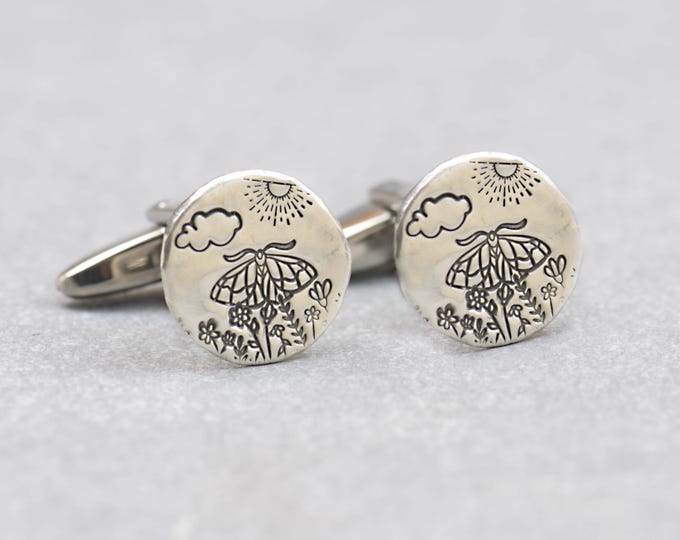 Butterfly sterling silver cufflinks.Men accessories,Cuff links-Butterfly lovers.Mens gift.Moth cufflinks