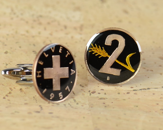 Switzerland coins Cufflinks Coin Collector Gifts,Dad Coin Gift,Upcycled,mens gift accessories jewelry