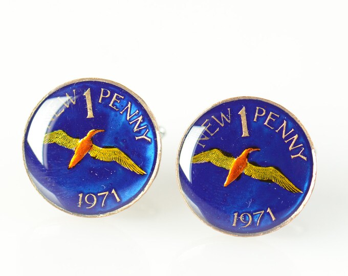 Cufflinks Coin from Guernsey.1 Penny Coin Collector Gifts,Dad Coin Gift,Upcycled,mens gift accessories jewelry