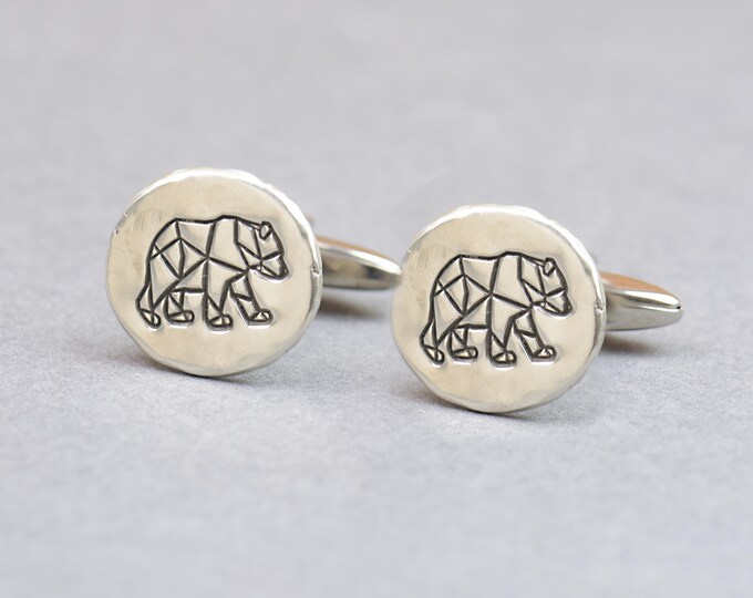 Bear sterling silver cufflinks.Men accessories,Cuff links-Bear accesories. Bear lovers