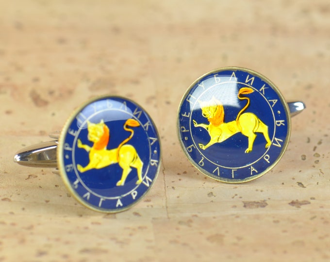 Bulgaria coin Cufflinks Coin Collector Gifts,Dad Coin Gift,Upcycled,mens gift accessories jewelry