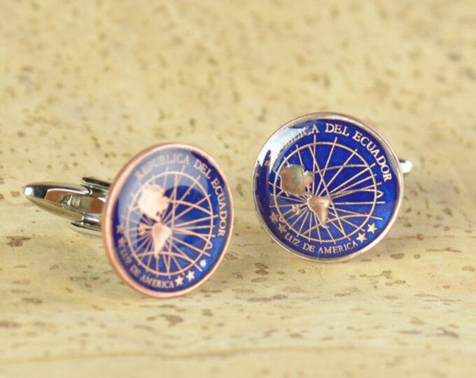 Cufflinks Ecuador coin-America coin-Mens gift-Men accessories-Men gifts