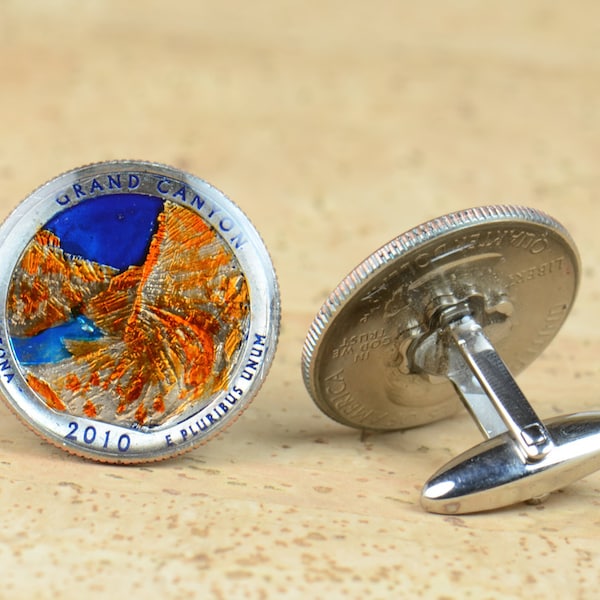 US Cufflinks Grand Canyon Coin Coin Collector Gifts,Dad Coin Gift,Upcycled,mens gift accessories jewelry