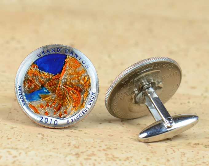 US Cufflinks Grand Canyon Coin Coin Collector Gifts,Dad Coin Gift,Upcycled,mens gift accessories jewelry