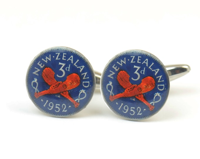 Cufflinks Enameled New Zealand coin Coin Collector Gifts,Dad Coin Gift,Upcycled,mens gift accessories jewelry