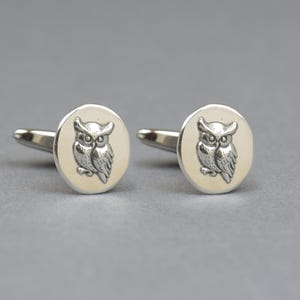 Owl sterling silver cufflinks.Men accessories,Cuff links- Owl lovers