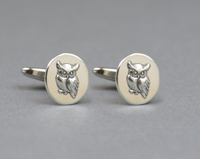 Owl sterling silver cufflinks.Men accessories,Cuff links- Owl lovers