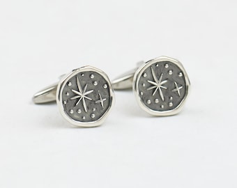 Star Sterling Silver Cufflinks: Cosmic Universe Jewelry, Handmade Silver &  Mens Accessories, Gift For Dad