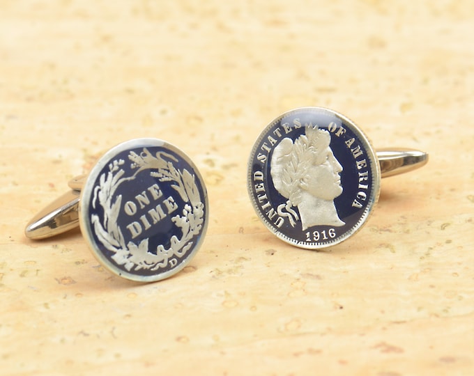 Cufflinks sterling silver original antique dime coin United States Coin Collector Gifts,Dad Coin Gift,Upcycled,mens gift accessories jewelry