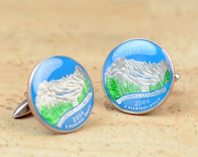Cufflinks Colorado coin men United States Coin Collector Gifts,Dad Coin Gift,Upcycled,mens gift accessories jewelry