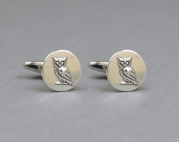 Owl sterling silver cufflinks.Men accessories,Cuff links- Owl lovers