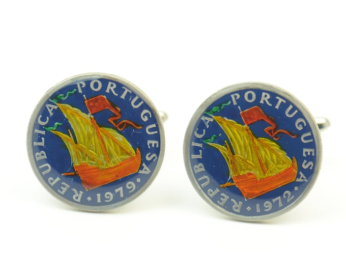 Cufflinks men women Portugal Coin Collector Gifts,Dad Coin Gift,Upcycled,mens gift accessories jewelry