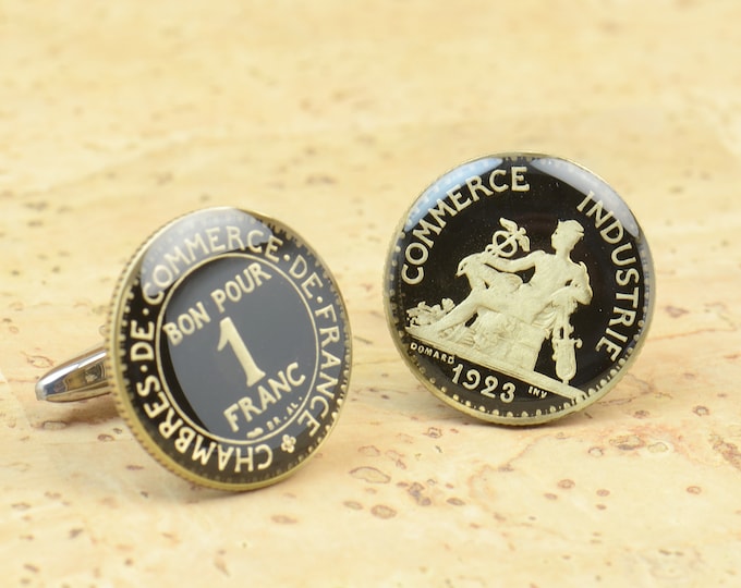 Cufflinks France enamel 1 Franc Coin Coin Collector Gifts,Dad Coin Gift,Upcycled,mens gift accessories jewelry
