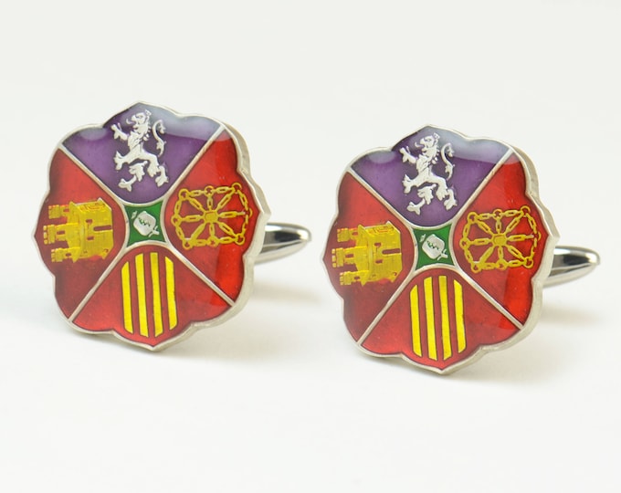 Spanish Sterling Silver Cufflinks - Antique cut  coins - Hand cut -Spain
