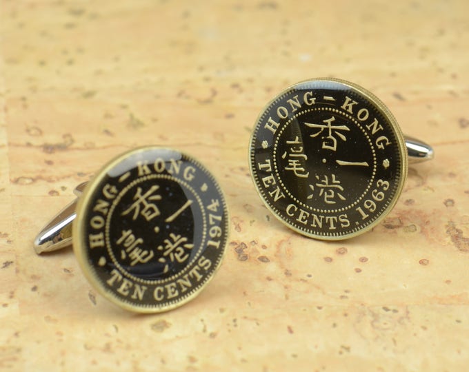 Hong Kong Cufflinks antique coin Coin Collector Gifts,Dad Coin Gift,Upcycled,mens gift accessories jewelry