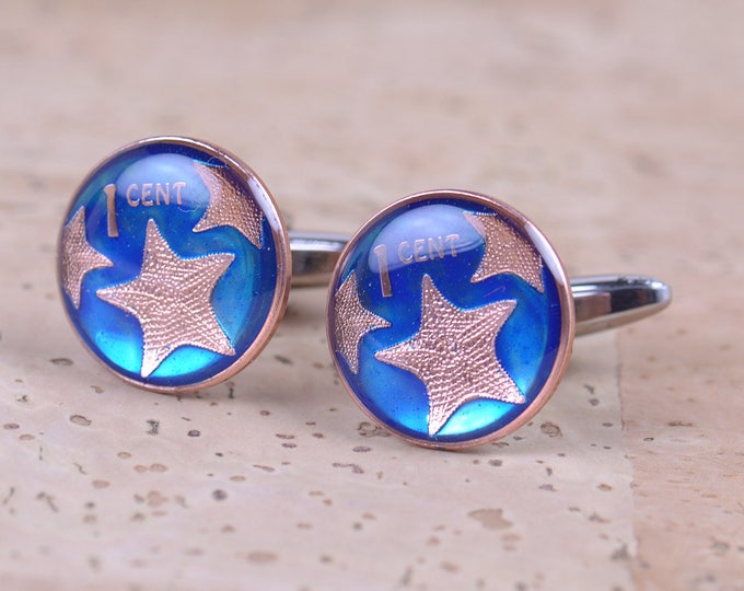 Cufflinks  starfish Bahamas Coin Collector Gifts,Dad Coin Gift,Upcycled,mens gift accessories jewelry